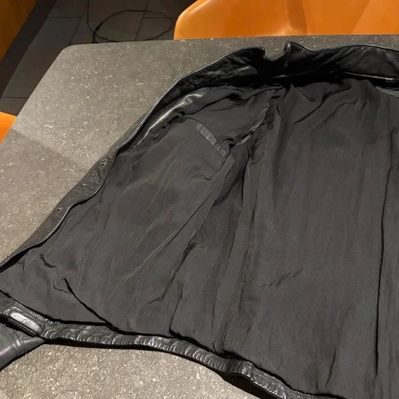 Men's All Saints Black Leather Shirt Jacket XXL - Picture 7 of 10